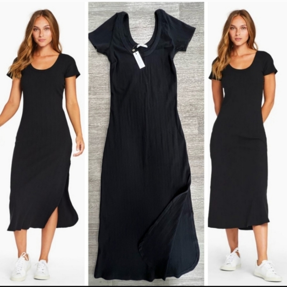 NWT Vitamin A Organic Catalina Short Sleeve Maxi Dress Size Small Black